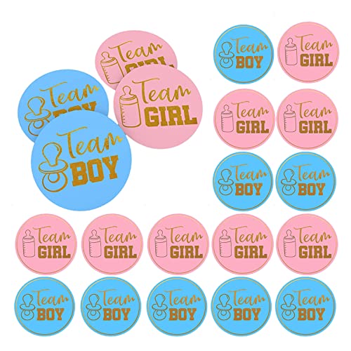 48 Stück Geschlecht Offenbaren Aufkleber Runde Gender Reveal Sticker Team Boy und Team Girl Aufkleber für Babyparty Dekorationen Party Lieferungen von HBYMYDA