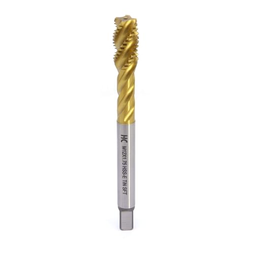 HC Maschinentechnik HSSE-Gewindebohrer DIN 371 Form C TiN – Sackloch-Maschinengewindebohrer M ISO 6H, 3-Schneider, 1 Stk – Für Stahl, Edelstahl, Guss & Aluminium (M5 x 08 mm) von HC-Maschinentechnik