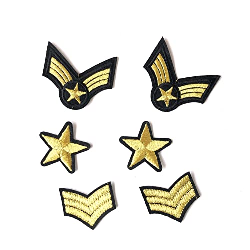 6 Patches termoadhesivo army-estrella, 3 Stripes, für Kleidung, HC Enterprise von HC enterprise