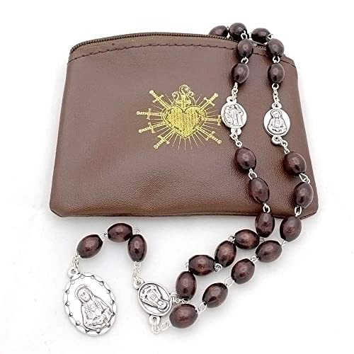 Seven Sorrows of Mary Rosenkranz, ovale braune Holzperlen und passender Rosenkranzbeutel, Servit-Rosenkranz [, ] von HCAXKFMMXU