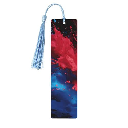 Blaues und rotes Spritz-Lesezeichen, Holz-Lesezeichen für Buchliebhaber, handgefertigtes Holz-Lesezeichen mit Quaste, Lesezeichen, Ornament, Geschenkanhänger, Etiketten für Basteldekorationen Blaues und rotes Spritz-Lesezeichen, Holz-Lesezeichen für Buchliebhaber, handgefertigtes Holz-Lesezeichen mit Quaste, Lesezeichen, Ornament, Geschenkanhänger, Etiketten für Basteldekorationen von HCBPWVQA