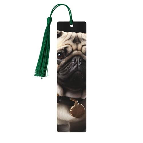 Cooles Mops-Hunde-Lesezeichen, Holz-Lesezeichen für Buchliebhaber, handgefertigtes Holz-Lesezeichen mit Quaste, Lesezeichen, Ornament, Geschenkanhänger, Etiketten für Basteldekorationen Cooles Mops-Hunde-Lesezeichen, Holz-Lesezeichen für Buchliebhaber, handgefertigtes Holz-Lesezeichen mit Quaste, Lesezeichen, Ornament, Geschenkanhänger, Etiketten für Basteldekorationen von HCBPWVQA