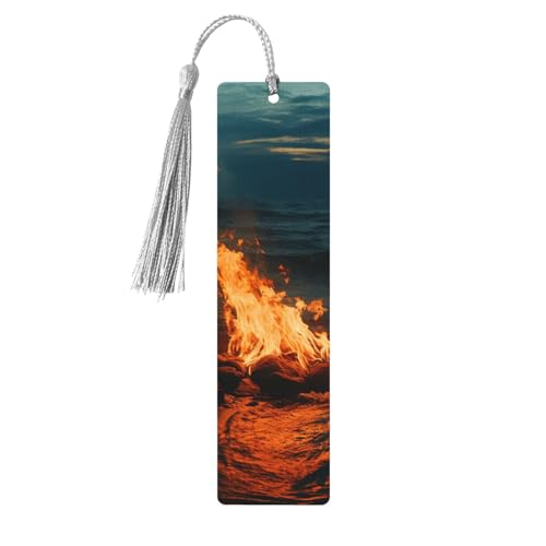 Lesezeichen "Fire by The Sea", Holz-Lesezeichen für Buchliebhaber, handgefertigtes Holz-Lesezeichen mit Quaste, Lesezeichen, Ornament, Geschenkanhänger, Etiketten für Basteldekorationen Lesezeichen "Fire by The Sea", Holz-Lesezeichen für Buchliebhaber, handgefertigtes Holz-Lesezeichen mit Quaste, Lesezeichen, Ornament, Geschenkanhänger, Etiketten für Basteldekorationen von HCBPWVQA