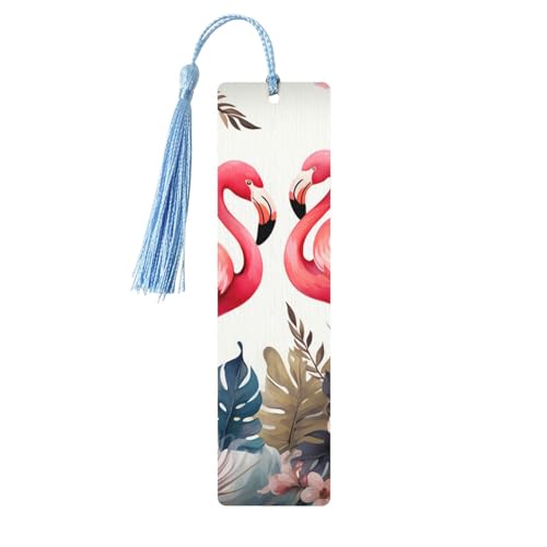 Lesezeichen aus Holz mit Flamingo, für Buchliebhaber, handgefertigt, mit Quaste, Lesezeichen, Lesezeichen, Ornament, Geschenkanhänger, Etiketten für Basteldekorationen von HCBPWVQA