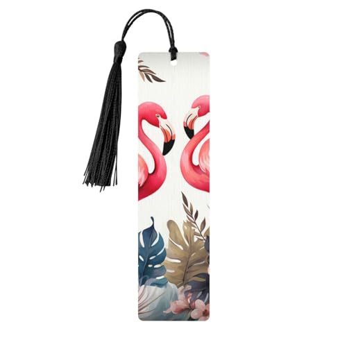 Lesezeichen aus Holz mit Flamingo, für Buchliebhaber, handgefertigt, mit Quaste, Lesezeichen, Lesezeichen, Ornament, Geschenkanhänger, Etiketten für Basteldekorationen von HCBPWVQA