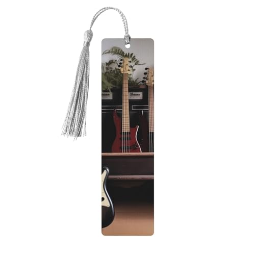 Lesezeichen aus Holz mit Gitarre, Bass, Musikinstrumente, Lesezeichen für Buchliebhaber, handgefertigtes Holz-Lesezeichen mit Quaste, Lesezeichen, Ornament, Geschenkanhänger, Etiketten für Lesezeichen aus Holz mit Gitarre, Bass, Musikinstrumente, Lesezeichen für Buchliebhaber, handgefertigtes Holz-Lesezeichen mit Quaste, Lesezeichen, Ornament, Geschenkanhänger, Etiketten für von HCBPWVQA