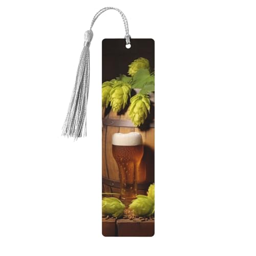 Lesezeichen mit Bier- und Hopfenzapfen, Holz-Lesezeichen für Buchliebhaber, handgefertigtes Holz-Lesezeichen mit Quaste, Lesezeichen, Ornament, Geschenkanhänger, Etiketten für Basteldekorationen Lesezeichen mit Bier- und Hopfenzapfen, Holz-Lesezeichen für Buchliebhaber, handgefertigtes Holz-Lesezeichen mit Quaste, Lesezeichen, Ornament, Geschenkanhänger, Etiketten für Basteldekorationen von HCBPWVQA