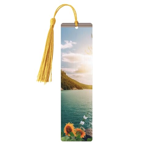 Lesezeichen mit Sonnenblumen-Strand, Holz-Lesezeichen für Buchliebhaber, handgefertigtes Holz-Lesezeichen mit Quaste, Leseseitenmarker, Ornament, Geschenkanhänger, Etiketten für Basteldekorationen Lesezeichen mit Sonnenblumen-Strand, Holz-Lesezeichen für Buchliebhaber, handgefertigtes Holz-Lesezeichen mit Quaste, Leseseitenmarker, Ornament, Geschenkanhänger, Etiketten für Basteldekorationen von HCBPWVQA