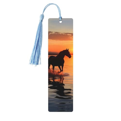 Lesezeichen mit Sonnenuntergängen, Pferde, Holz-Lesezeichen für Buchliebhaber, handgefertigtes Holz-Lesezeichen mit Quaste, Lesezeichen, Ornament, Geschenkanhänger, Etiketten für Basteldekorationen Lesezeichen mit Sonnenuntergängen, Pferde, Holz-Lesezeichen für Buchliebhaber, handgefertigtes Holz-Lesezeichen mit Quaste, Lesezeichen, Ornament, Geschenkanhänger, Etiketten für Basteldekorationen von HCBPWVQA