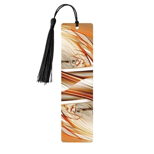 Lesezeichen mit abstrakten orangefarbenen weißen Linien, Holz-Lesezeichen für Buchliebhaber, handgefertigtes Holz-Lesezeichen mit Quaste, Lesezeichen, Ornament, Geschenkanhänger, Etiketten für Lesezeichen mit abstrakten orangefarbenen weißen Linien, Holz-Lesezeichen für Buchliebhaber, handgefertigtes Holz-Lesezeichen mit Quaste, Lesezeichen, Ornament, Geschenkanhänger, Etiketten für von HCBPWVQA