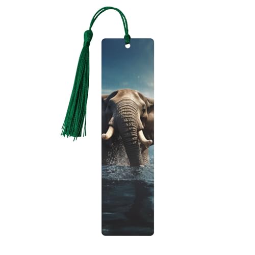 Lesezeichen mit schwimmendem afrikanischem Elefant, Holz-Lesezeichen für Buchliebhaber, handgefertigtes Holz-Lesezeichen mit Quaste, Lesezeichen, Ornament, Geschenkanhänger, Etiketten für Lesezeichen mit schwimmendem afrikanischem Elefant, Holz-Lesezeichen für Buchliebhaber, handgefertigtes Holz-Lesezeichen mit Quaste, Lesezeichen, Ornament, Geschenkanhänger, Etiketten für von HCBPWVQA