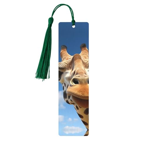 Lustiges Giraffen-Lesezeichen, Holz-Lesezeichen für Buchliebhaber, handgefertigtes Holz-Lesezeichen mit Quaste, Lesezeichen, Ornament, Geschenkanhänger, Etiketten für Basteldekorationen von HCBPWVQA