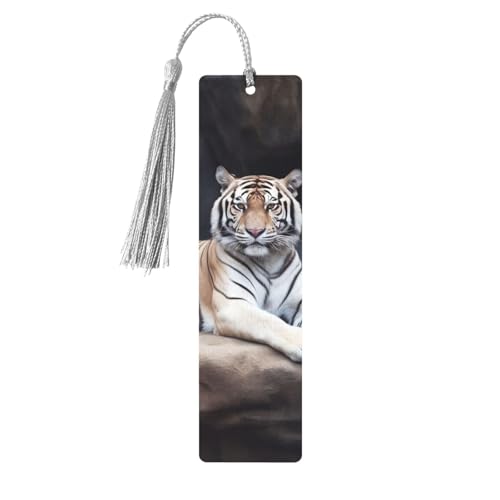 Tiger sitzend auf Felsen Tier-Lesezeichen, Holz-Lesezeichen für Buchliebhaber, handgefertigtes Holz-Lesezeichen mit Quaste, Lesezeichen, Ornament, Geschenkanhänger, Etiketten für Basteldekorationen Tiger sitzend auf Felsen Tier-Lesezeichen, Holz-Lesezeichen für Buchliebhaber, handgefertigtes Holz-Lesezeichen mit Quaste, Lesezeichen, Ornament, Geschenkanhänger, Etiketten für Basteldekorationen von HCBPWVQA