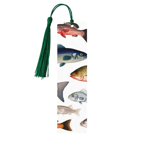 Verschiedene Fisch-Lesezeichen, Holz-Lesezeichen für Buchliebhaber, handgefertigtes Holz-Lesezeichen mit Quaste, Leseseitenmarker, Ornament, Geschenkanhänger, Etiketten für Basteldekorationen Verschiedene Fisch-Lesezeichen, Holz-Lesezeichen für Buchliebhaber, handgefertigtes Holz-Lesezeichen mit Quaste, Leseseitenmarker, Ornament, Geschenkanhänger, Etiketten für Basteldekorationen von HCBPWVQA