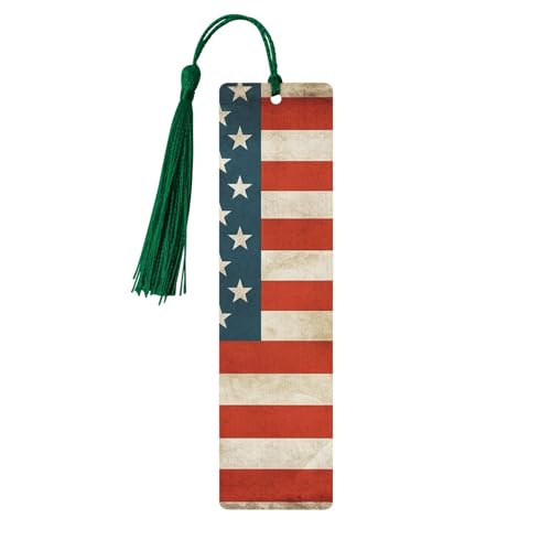 Vintage Lesezeichen mit amerikanischer USA-Flagge, Holz-Lesezeichen für Buchliebhaber, handgefertigtes Holz-Lesezeichen mit Quaste, Lesezeichen, Ornament, Geschenkanhänger, Etiketten für Vintage Lesezeichen mit amerikanischer USA-Flagge, Holz-Lesezeichen für Buchliebhaber, handgefertigtes Holz-Lesezeichen mit Quaste, Lesezeichen, Ornament, Geschenkanhänger, Etiketten für von HCBPWVQA