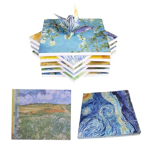 60 Blatt Origamipapier 15 x 15 cm 10 Muster,Doppelseitiges Farbiges Origami Floral Washi-Papier für Anfänger Kunsthandwerk Van Gogh Malerei Dekoration, Wünsche von HCHES