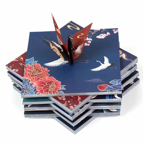 72 Blatt Origami-Papier-Kraniche Muster 14,2 cm,Handgefertigt Bastelprojekte für Hochzeit, Party, Geburtstag, Babyparty,Dekoration, Wünsche von HCHES