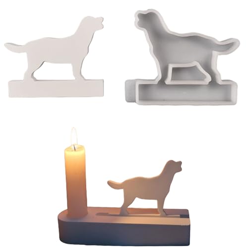 Silikonformen Gießformen, Silikonform Kerzenhalter, DIY Kombination Gießform Kerzenhalter, Gipsformen zum Gießen (Einsatz - Hund) von HCHZSH123