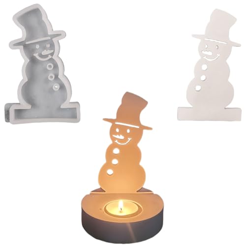 Silikonformen Gießformen, Silikonform Kerzenhalter, DIY Kombination Gießform Kerzenhalter, Gipsformen zum Gießen (Einsatz - Schneemann) von HCHZSH123