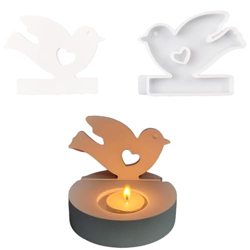 Silikonformen Gießformen, Silikonform Kerzenhalter, DIY Kombination Gießform Kerzenhalter, Gipsformen zum Gießen (Einsatz - Vogel) von HCHZSH123
