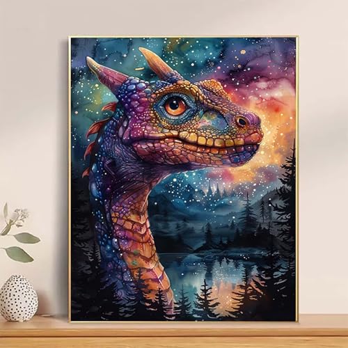 Malen Nach Zahlen Erwachsene Drachen Malen Nach Zahlen Sternenhimmel Paint by Numbers DIY Ölgemälde Set mit 3 Pinseln und Acrylfarbe Basteln Erwachsene für Zimmer Wanddeko 100 X 135 CM -hcj2504S2 von HCJUTFOU
