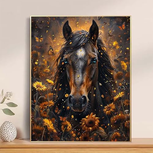 Malen Nach Zahlen Pferd Paint by Numbers, Malen Nach Zahlen Erwachsene Schmetterling Painting by Numbers DIY Set Erwachsene mit 3 Pinseln und Acrylfarbe für Deko Wohnzimmer 20 x 30 cm -hcj250405 von HCJUTFOU