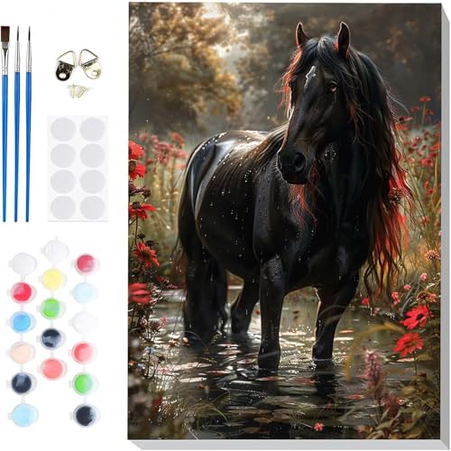 Malen Nach Zahlen Pferd Paint by Numbers, Malen Nach Zahlen Erwachsene Wiese Painting by Numbers DIY Set Erwachsene mit 3 Pinseln und Acrylfarbe für Deko Wohnzimmer, Geschenke 40 x 50 cm -hcj2504CV Malen Nach Zahlen Pferd Paint by Numbers, Malen Nach Zahlen Erwachsene Wiese Painting by Numbers DIY Set Erwachsene mit 3 Pinseln und Acrylfarbe für Deko Wohnzimmer, Geschenke 40 x 50 cm -hcj2504CV von HCJUTFOU