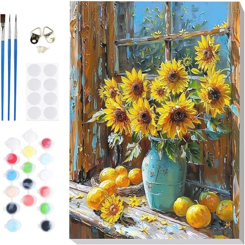 Malen Nach Zahlen Sonnenblume Paint by Numbers, Malen Nach Zahlen Erwachsene Vase Painting by Numbers DIY Set Erwachsene mit 3 Pinseln und Acrylfarbe für Deko Wohnzimmer 40 X 50 CM -hcj2504W7R2T6Y2 Malen Nach Zahlen Sonnenblume Paint by Numbers, Malen Nach Zahlen Erwachsene Vase Painting by Numbers DIY Set Erwachsene mit 3 Pinseln und Acrylfarbe für Deko Wohnzimmer 40 X 50 CM -hcj2504W7R2T6Y2 von HCJUTFOU
