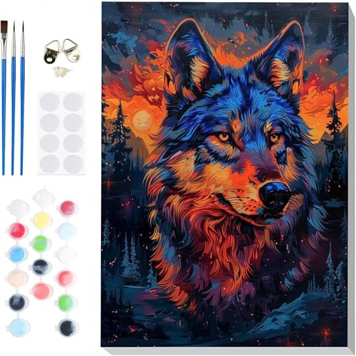 Malen Nach Zahlen Wolf Paint by Numbers, Malen Nach Zahlen Erwachsene Wald Painting by Numbers DIY Set Erwachsene mit 3 Pinseln und Acrylfarbe für Deko Wohnzimmer, Geschenke 50 X 65 CM -hcj2504NL Malen Nach Zahlen Wolf Paint by Numbers, Malen Nach Zahlen Erwachsene Wald Painting by Numbers DIY Set Erwachsene mit 3 Pinseln und Acrylfarbe für Deko Wohnzimmer, Geschenke 50 X 65 CM -hcj2504NL von HCJUTFOU