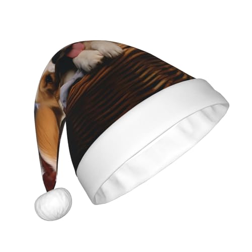 HCLYvexiria Weihnachtsmütze für Erwachsene, Plüsch-Weihnachtsmütze, Hundekörbe und Hunde, Weihnachtsmütze, weiche Weihnachtsmütze mit Pompon von HCLYvexiria