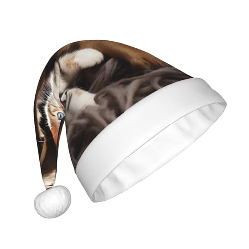 HCLYvexiria Weihnachtsmütze für Erwachsene, Plüsch-Weihnachtsmütze, niedliche Katzen, Hunde, Weihnachtsmütze, weiche Weihnachtsmütze mit Pompon HCLYvexiria Weihnachtsmütze für Erwachsene, Plüsch-Weihnachtsmütze, niedliche Katzen, Hunde, Weihnachtsmütze, weiche Weihnachtsmütze mit Pompon von HCLYvexiria