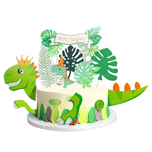 HCRXVV Dino Tortendeko 8Pcs tortendeko dinosaurier Großer dino geburtstag deko,tortendeko geburtstag junge,dino deko kindergeburtstag kuchen Personalisiert Baby Party Cake Topper von HCRXVV