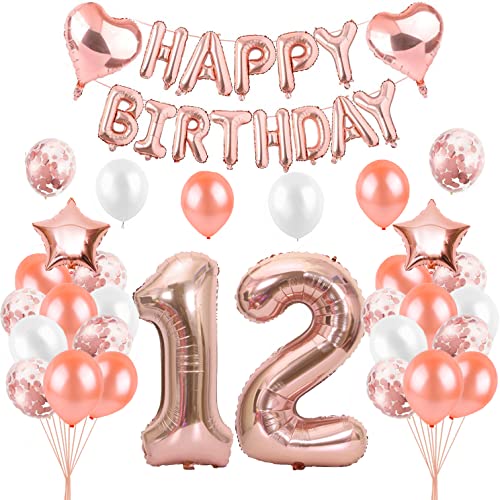 HCRXVV Rosegold 12 Geburtstag Mädchen Party Deko Set 12.Luftballons Geburtstag Teenager Mädchen Happy Birthday Girlande Geburtstagsdeko für 12 Jahre Geburtstagsluftballons HCRXVV Rosegold 12 Geburtstag Mädchen Party Deko Set 12.Luftballons Geburtstag Teenager Mädchen Happy Birthday Girlande Geburtstagsdeko für 12 Jahre Geburtstagsluftballons von HCRXVV