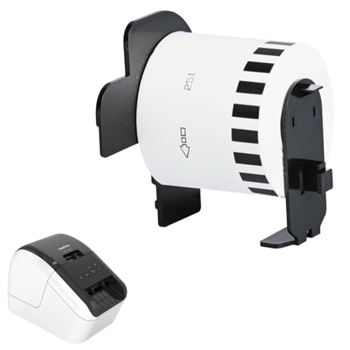 Kompatible DK-22205 Endlos-Etiketten 62mm x 30,48m für Brother QL Etikettendrucker – Selbstklebende Rollen für Büro, Versand und Archivierung (1 Rolle mit Halter) von HCT STYLE