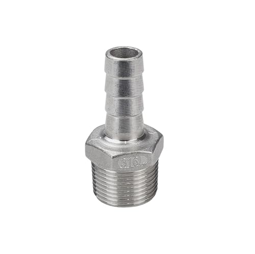 HCVYQMMJ 316L Edelstahl Sechskant Pagodenverbinder Außengewinde Gewindeschnalle Lederverbinder Schlauchverbinder Widerhaken Ledereinsatz Bambus(G3*80mm) von HCVYQMMJ