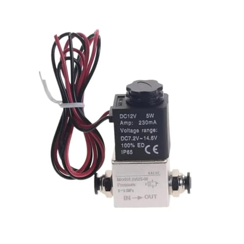 HCVYQMMJ Kompressorventil, 1/4 Zoll, normalerweise geschlossen, pneumatisches Aluminium-Magnetventil, 12 V, 24 V Spannung, geeignet for Luft, Wasser, Öl(2V025-Wire-PC-6mm,12V DC) von HCVYQMMJ