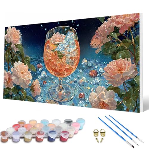 Cocktails Malen Nach Zahlen Erwachsene, Malen Nach Zahlen Blumenn Paint by Numbers Adult Muster Basteln Erwachsene Anfänger für Deko Wohnzimmer, Wanddeko, Geschenke für Frauen 30 x 60 cm -hcw2507BI von HCWBDWOU