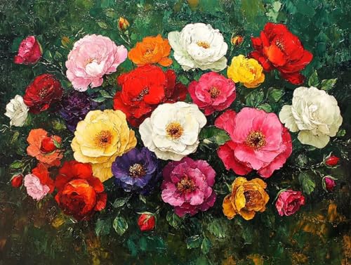 Diamond Painting Anlage, Blume Diamant Painting Bilder Erwachsene, 5D Runder Vollbohrer Diamond Art Malerei Anfänger Bastelset Erwachsene, für Aesthetic Room Decor, Geschenke für Frauen 40x55cm, 96 von HCWBDWOU