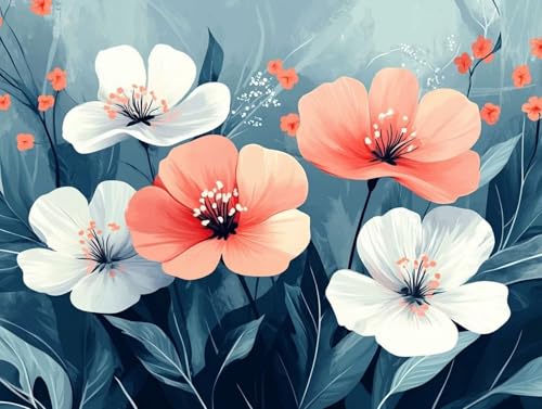 Diamond Painting Erwachsene, 5D Blume Diamant Painting Bilder Anlage 35x50 cm, DIY Runde Diamant Bilder Kristall Kreuzstich Basteln Erwachsene Kits für Zimmer Deko Wohnzimmer, Geschenke, Model 98 von HCWBDWOU