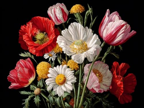 Diamond Painting Erwachsene, 5D Blumen Diamant Painting Bilder Anlage 90x120cm, DIY Runde Diamant Bilder Kristall Kreuzstich Basteln Erwachsene Kits für Zimmer Deko Wohnzimmer, Geschenke, Model 71 von HCWBDWOU