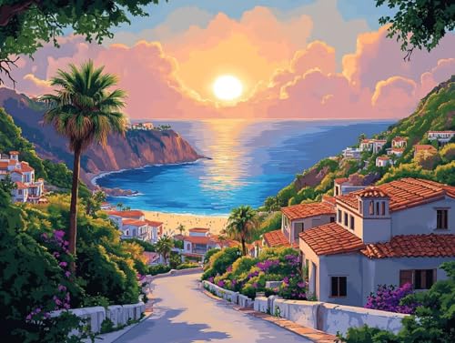 Diamond Painting Erwachsene, 5D Landschaft Diamant Painting Sonnenaufgang (90x120cm), DIY Runde Diamant Kristall Kreuzstich Basteln Erwachsene Kits für Zimmer Deko Wohnzimmer, Geschenke, Model 74 von HCWBDWOU