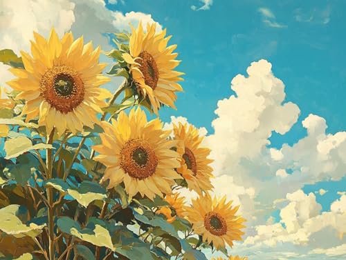 Diamond Painting Erwachsene, 5D Sonnenblume Diamant Painting Landschaft 90x120cm, DIY Runde Diamant Kristall Kreuzstich Basteln Erwachsene Kits für Zimmer Deko Wohnzimmer, Geschenke für Frauen, 86 von HCWBDWOU