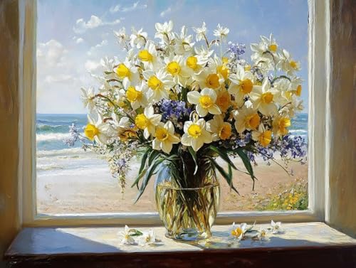 Diamond Painting Erwachsene, 5D Vase Diamant Painting Bilder Landschaft 70x95cm, DIY Runde Diamant Bilder Kristall Kreuzstich Basteln Erwachsene Kits für Zimmer Deko Wohnzimmer, Geschenke, Model 11 von HCWBDWOU
