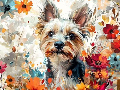 Diamond Painting Hund, Tier Diamant Painting Bilder Erwachsene, 5D Runder Vollbohrer Diamond Art Malerei Anfänger Bastelset Erwachsene, für Aesthetic Room Decor, Geschenke für Frauen 40 x 55cm, 72 von HCWBDWOU