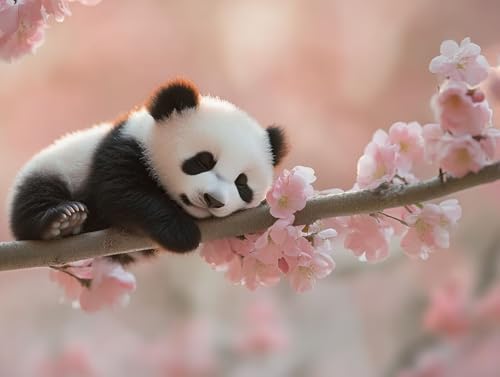 Diamond Painting KirschblüTen, Panda Diamant Painting Bilder Erwachsene, 5D Runder Vollbohrer Diamond Art Malerei Bastelset Erwachsene, für Room Decor, Geschenke für Frauen, 50 x 70cm, Model 87 Diamond Painting KirschblüTen, Panda Diamant Painting Bilder Erwachsene, 5D Runder Vollbohrer Diamond Art Malerei Bastelset Erwachsene, für Room Decor, Geschenke für Frauen, 50 x 70cm, Model 87 von HCWBDWOU