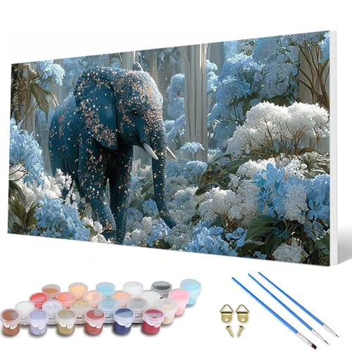 Elefant Malen Nach Zahlen Erwachsene, Malen Nach Zahlen Blumenn Paint by Numbers Adult Muster Basteln Erwachsene Anfänger für Zimmer Deko Wohnzimmer, Wanddeko, Geschenke für Frauen 30X60 CM -hcw2507H2 von HCWBDWOU