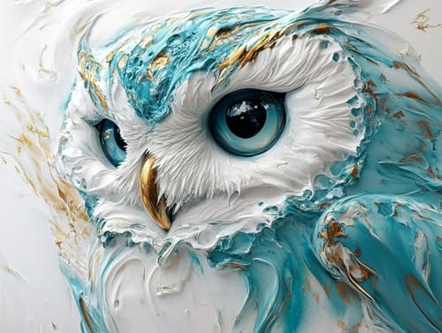 Eule Diamond Painting Erwachsene, 5D Diamond Painting Tier Bilder, DIY Runder Vollbohrer Diamanten Malerei Kits Erwachsene Mosaikherstellung Bastelset für Wanddeko, Geschenke für Frauen, (40x55cm), 4 von HCWBDWOU