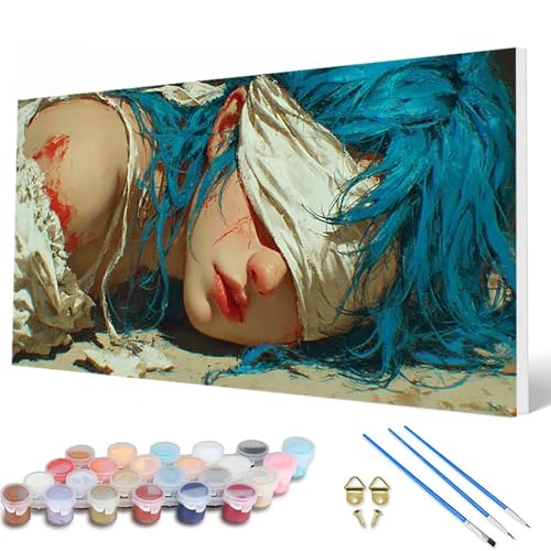 Frau Malen Nach Zahlen Erwachsene, Malen Nach Zahlen Anime Paint by Numbers Adult Muster Basteln Erwachsene Anfänger für Zimmer Deko Wohnzimmer, Wanddeko, Geschenke für Frauen 100 x 300 cm -hcw2507W3 von HCWBDWOU