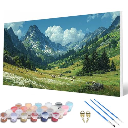Gebirge Malen Nach Zahlen Erwachsene, Malen Nach Zahlen Landschaft Paint by Numbers Adult Muster Basteln Erwachsene Anfänger für Deko Wohnzimmer, Wanddeko, Geschenke für Frauen 90X180 CM -hcw2507PK von HCWBDWOU