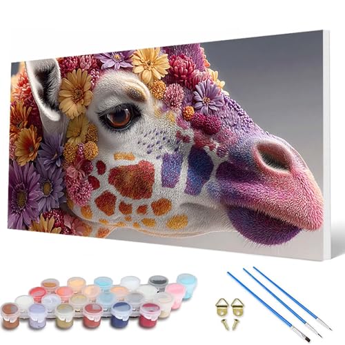 Giraffe Malen Nach Zahlen Erwachsene, Malen Nach Zahlen Tiere Paint by Numbers Adult Muster Basteln Erwachsene Anfänger für Zimmer Deko Wohnzimmer, Wanddeko, Geschenke für Frauen 30X60CM -hcw25071W von HCWBDWOU